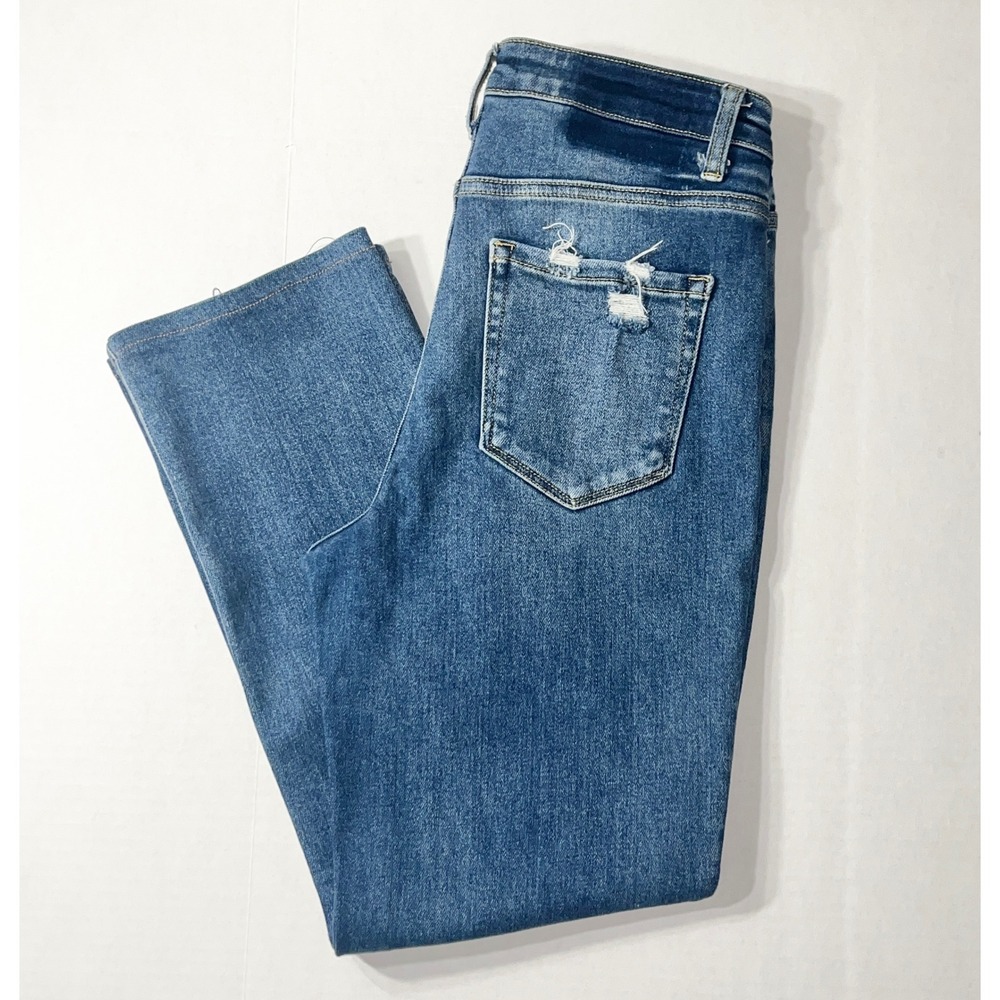 Flying Monkey Jeans Women's 29 High Rise Straight Leg Distressed Blue Y3989